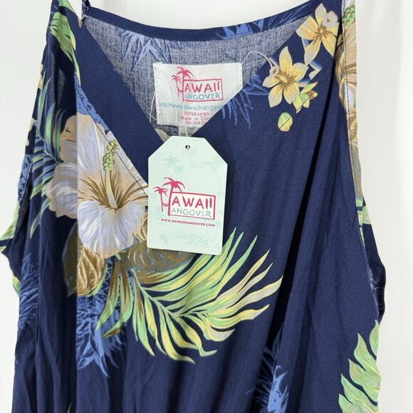 Hawaii Hangover Spaghetti Strap Jumpsuit Size Medium Blue Floral Rayon NEW - Picture 7 of 14
